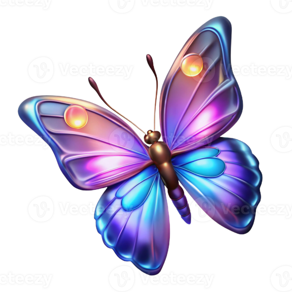 elegant abstract Iridescent 3D Butterfly Illustration authentic png