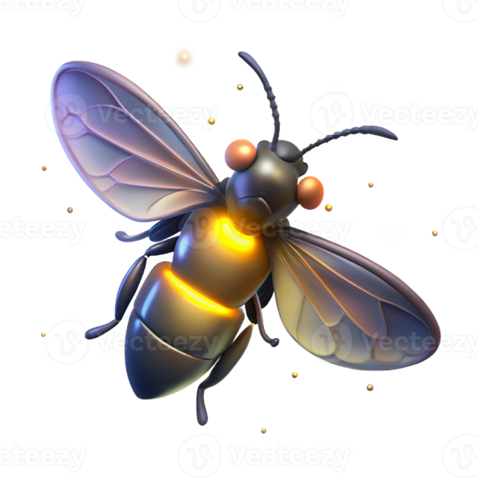 beautiful creative Glowing 3D Firefly Illustration genuine png