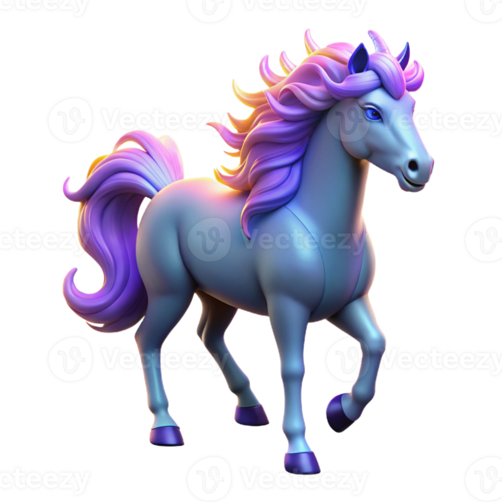 serene creative Magical Unicorn 3D Render detailed png