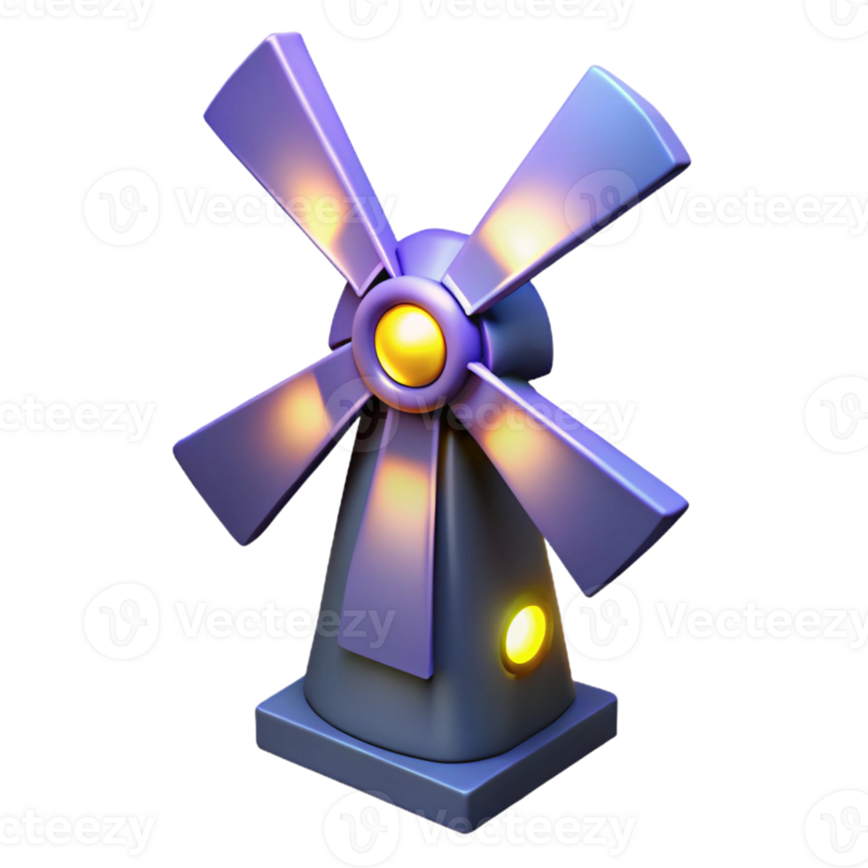 vibrant abstract 3D Render Glowing Windmill Illustration premium png
