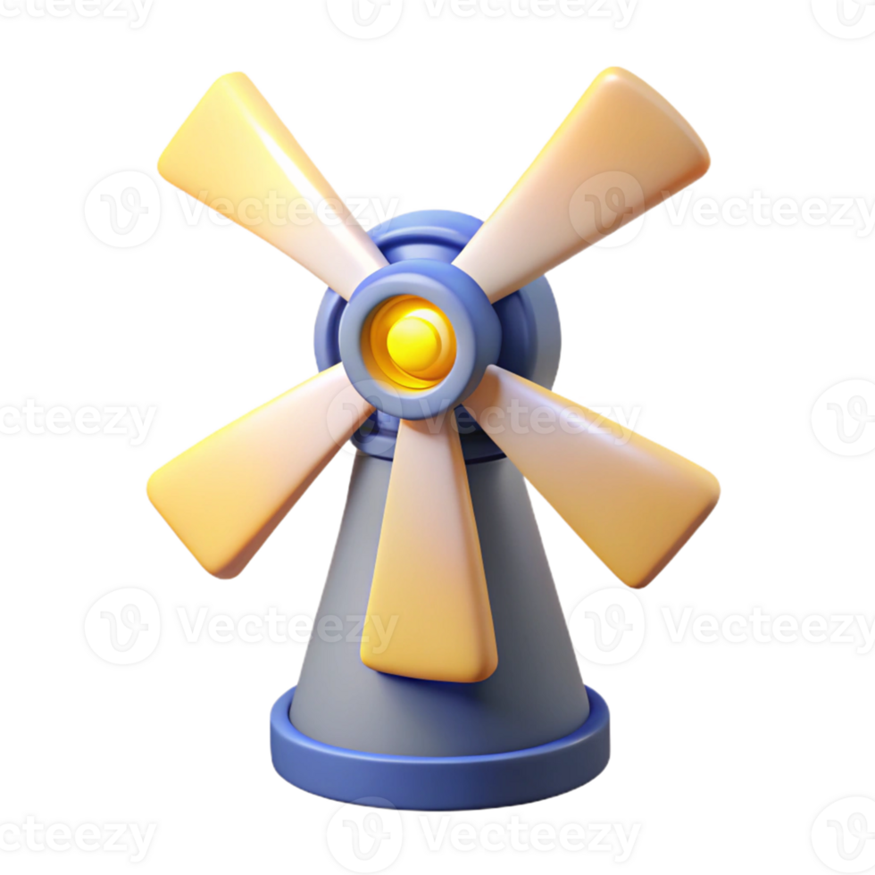 vibrant contemporary Cartoon Windmill 3D Render high quality png