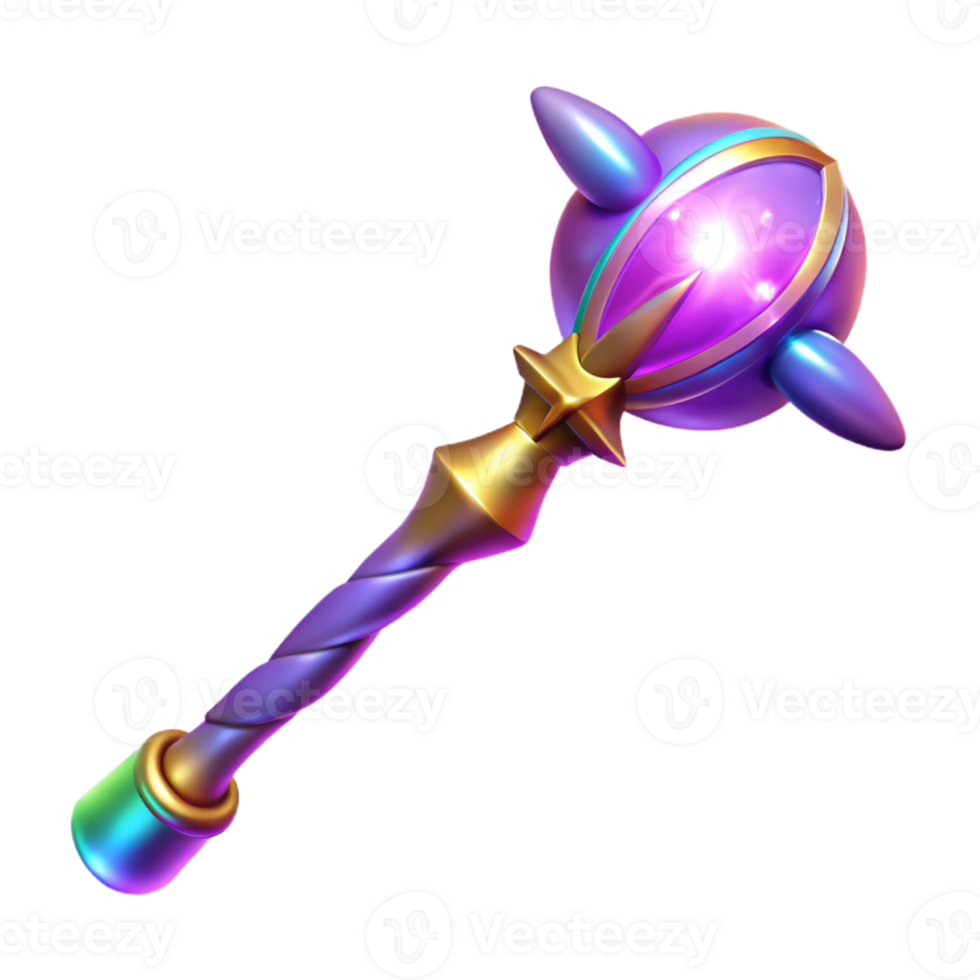 serene creative 3D Render Magical Staff Illustration original png