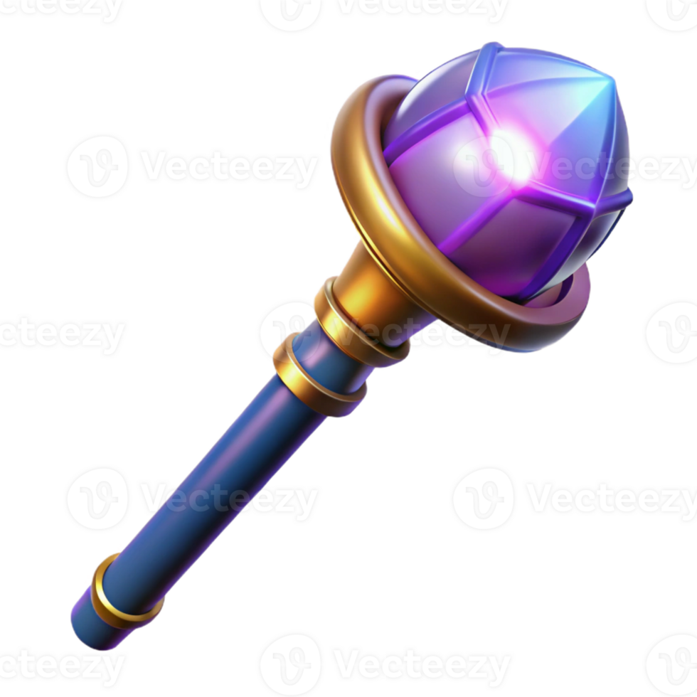 beautiful minimalist Glowing Crystal Scepter 3D Render authentic png