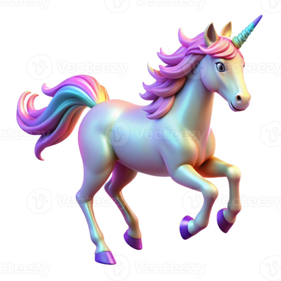 wonderful contemporary Rainbow Unicorn 3D Render authentic png