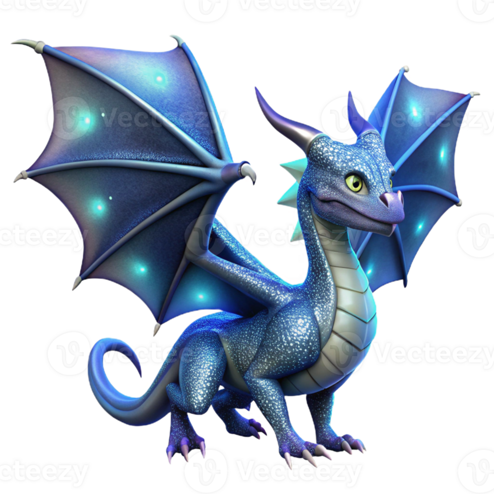 extraordinary artistic Sparkling Blue Dragon 3D Render exclusive png