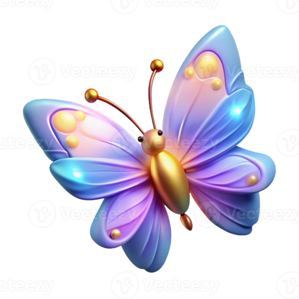 dramatic classic 3D Butterfly Illustration, Purple and Gold Wings 4K png