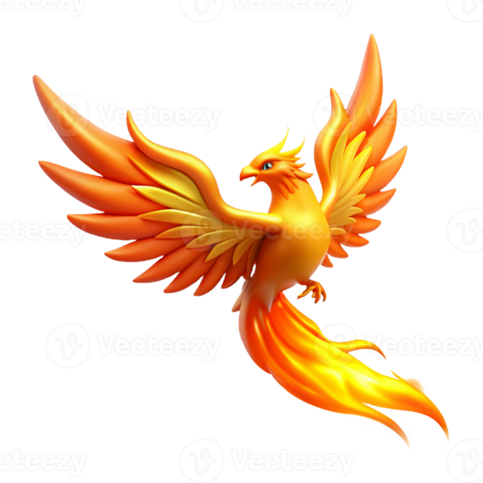 elegant rustic Fiery Phoenix 3D Illustration premium png