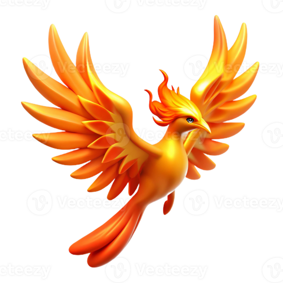 wonderful minimalist Fiery Phoenix 3D Illustration 4K png