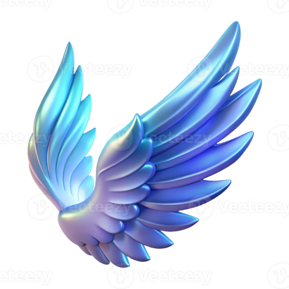stunning artistic 3D Render of Blue Wings Illustration premium png
