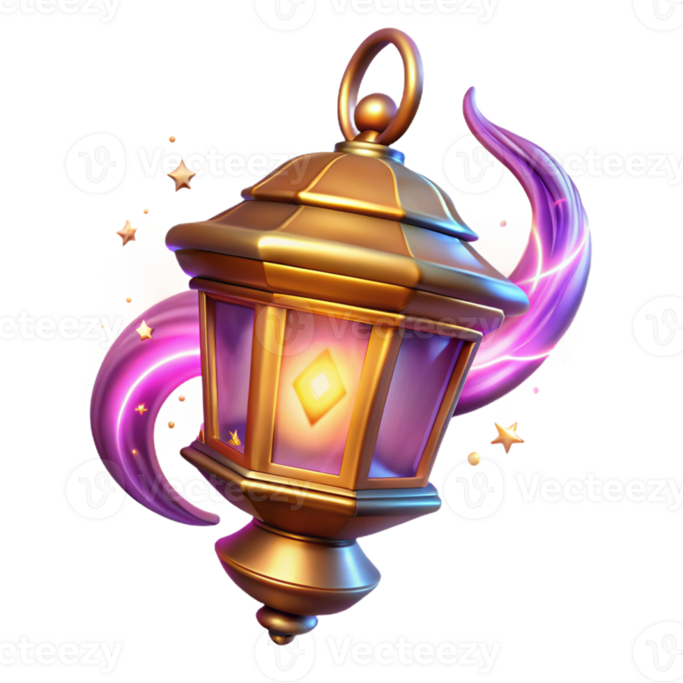 wonderful creative Golden Lantern 3D Render exclusive png