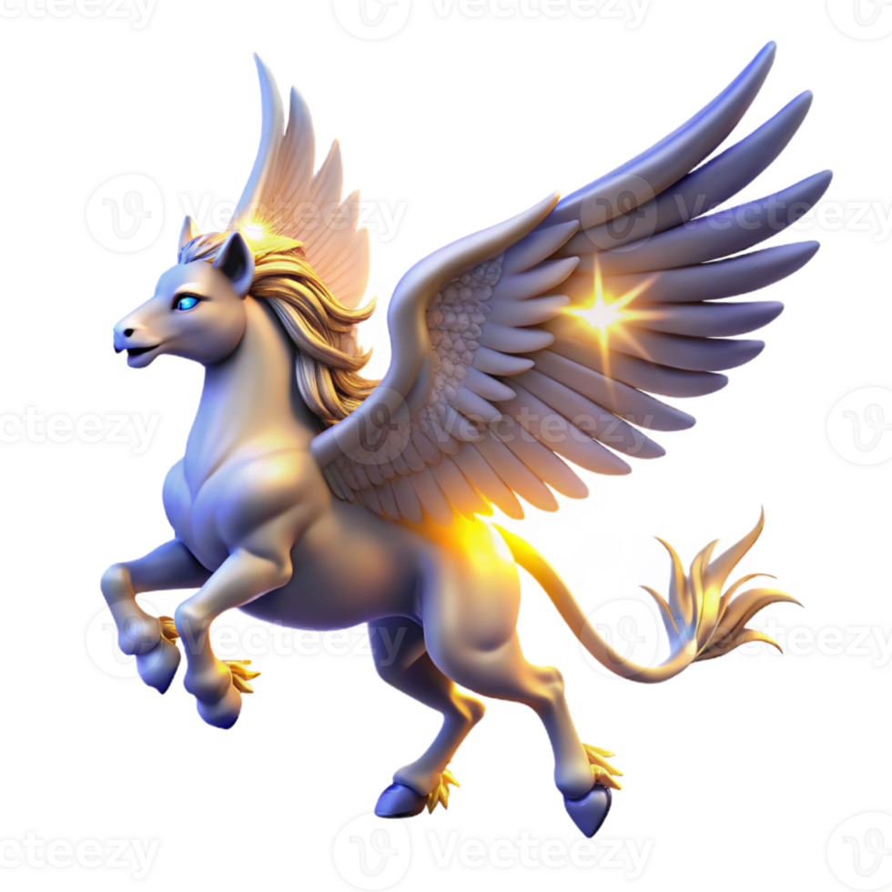 vibrant modern Majestic Pegasus 3D Render high quality png