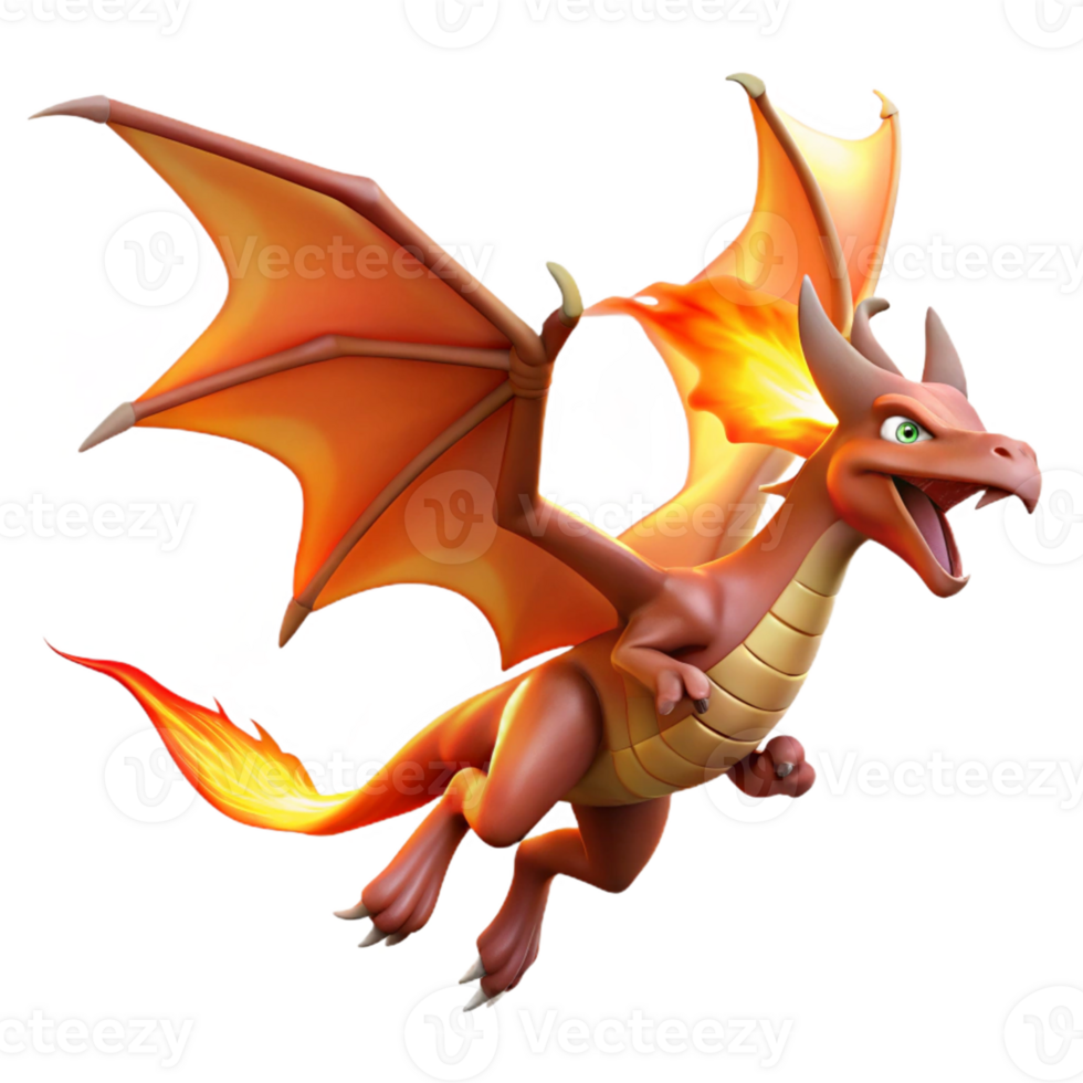 serene abstract Fiery Dragon 3D Render exclusive png