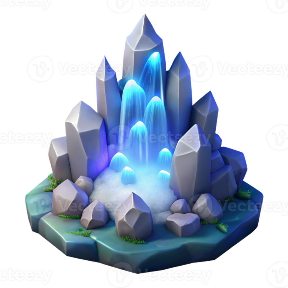 stunning abstract Crystal Waterfall 3D Render 4K png