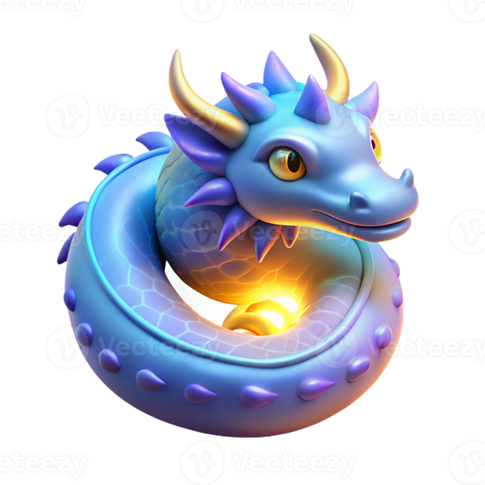 magnificent traditional Cute Blue Dragon 3D Render 4K png
