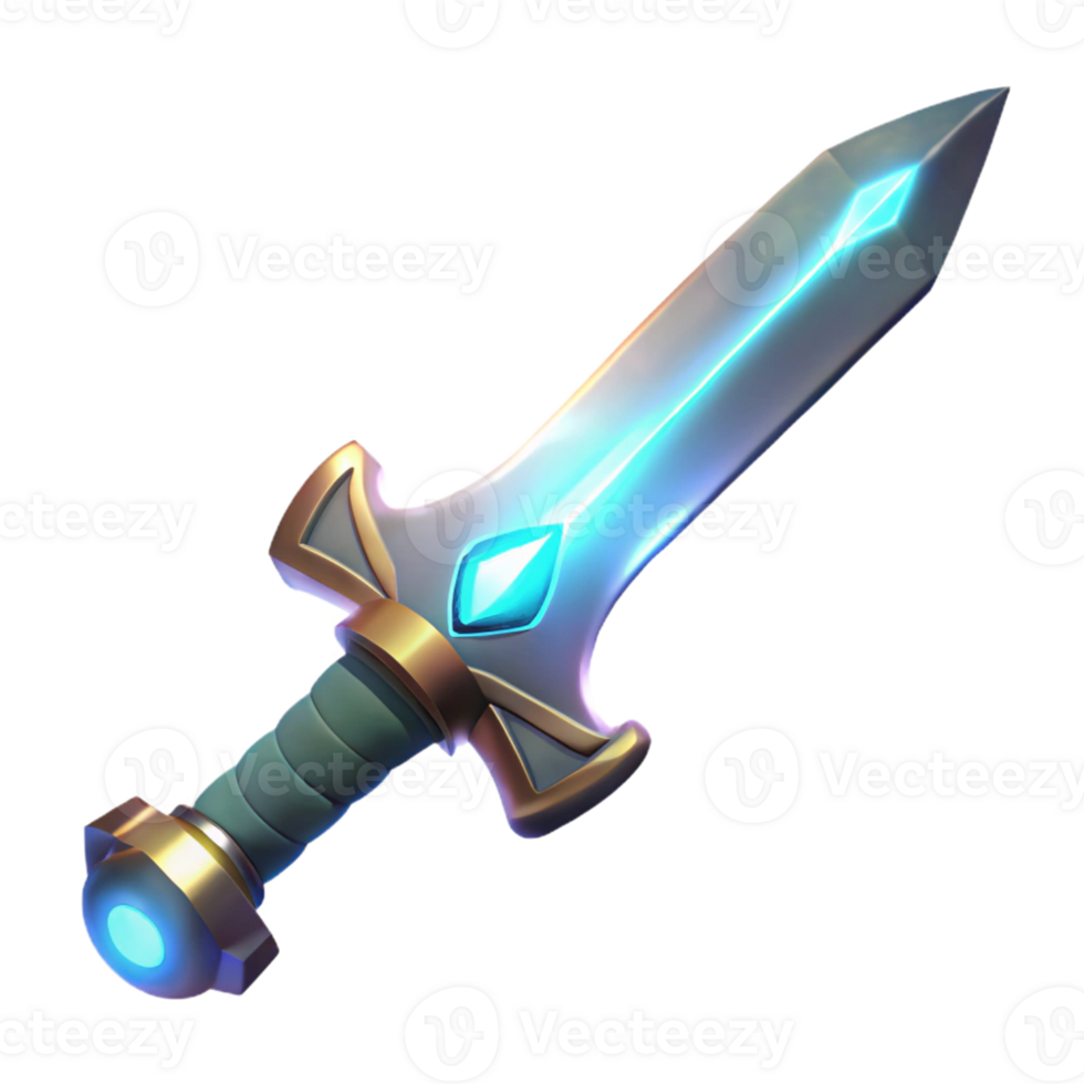 wonderful classic Glowing Fantasy Dagger 3D Render original png