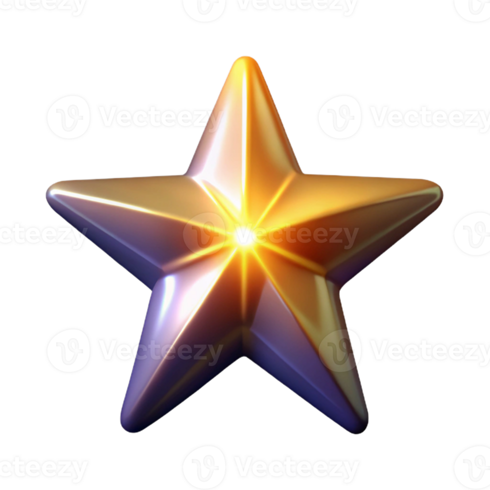 impressive abstract Glowing 3D Star Illustration original png