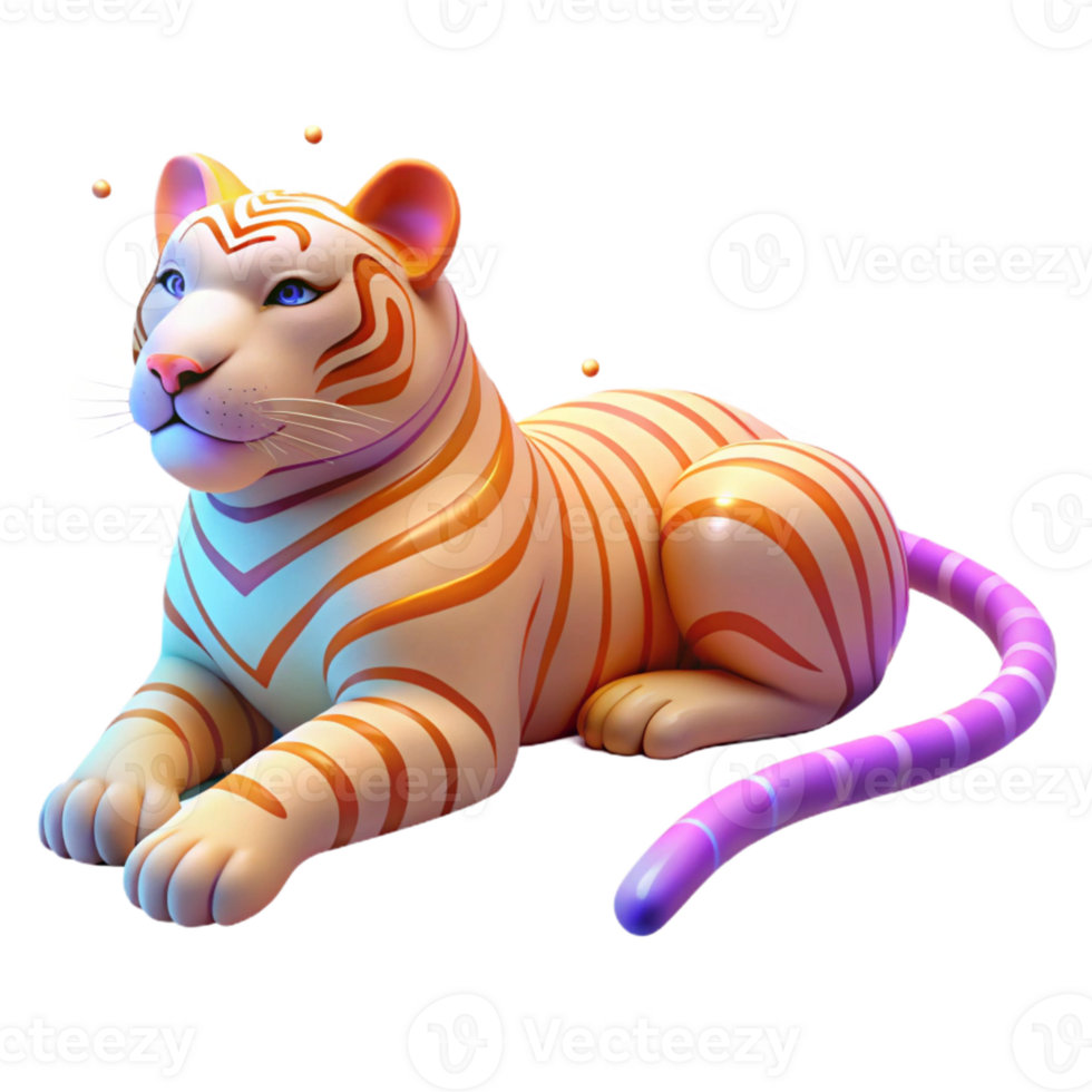magnificent minimalist 3D Render of a Cute Cartoon Tiger detailed png