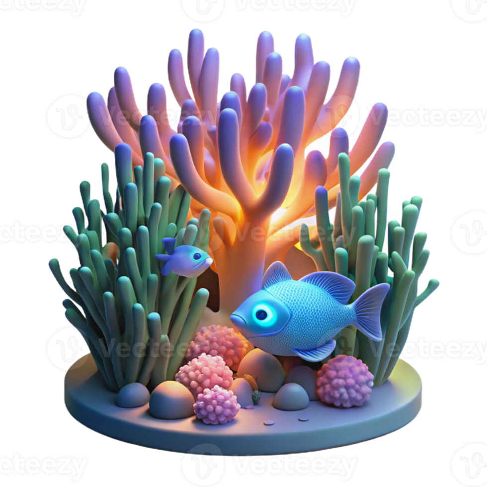 vibrant classic Vibrant 3D Render of Underwater Scene high resolution png