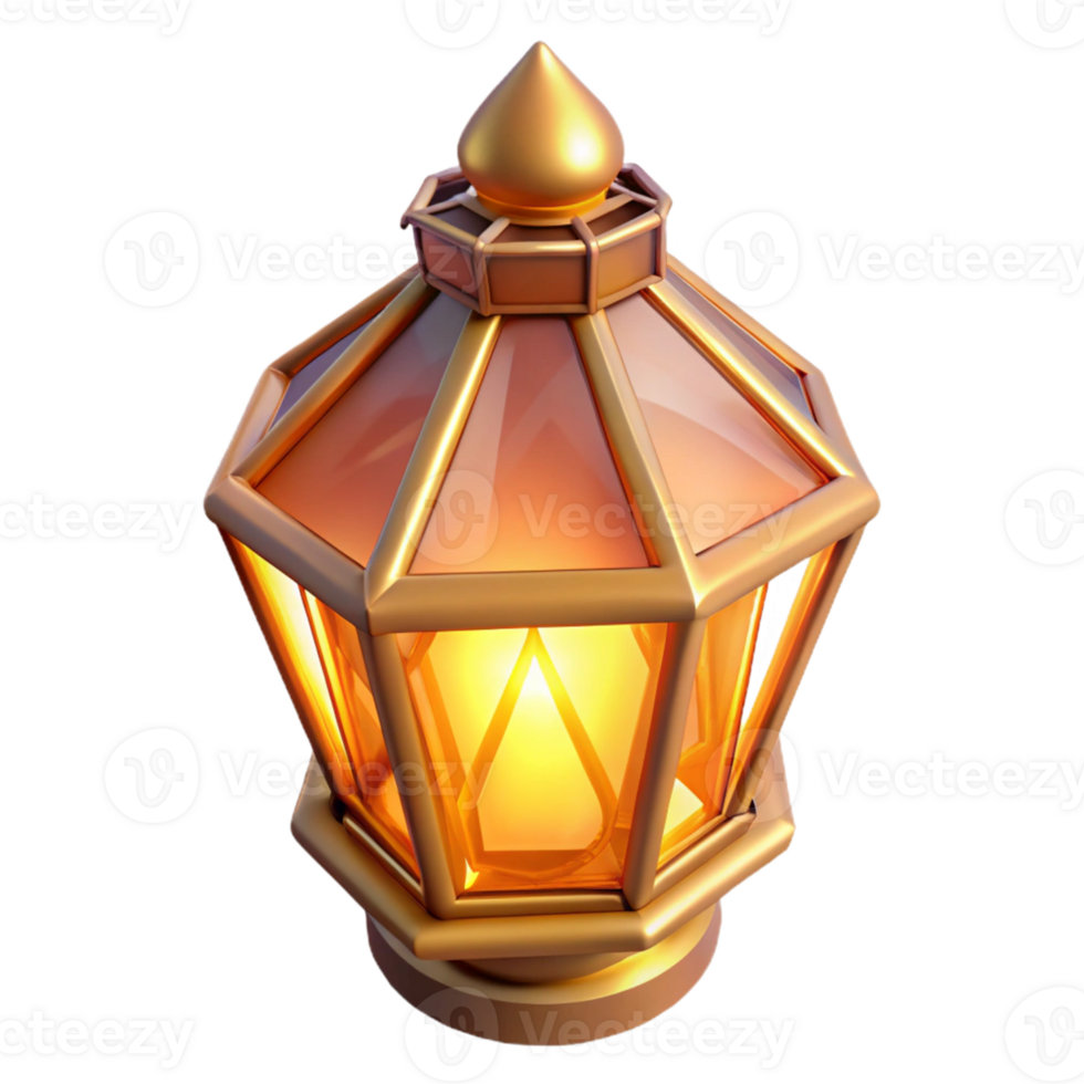 serene artistic Golden 3D Lantern Illustration original png