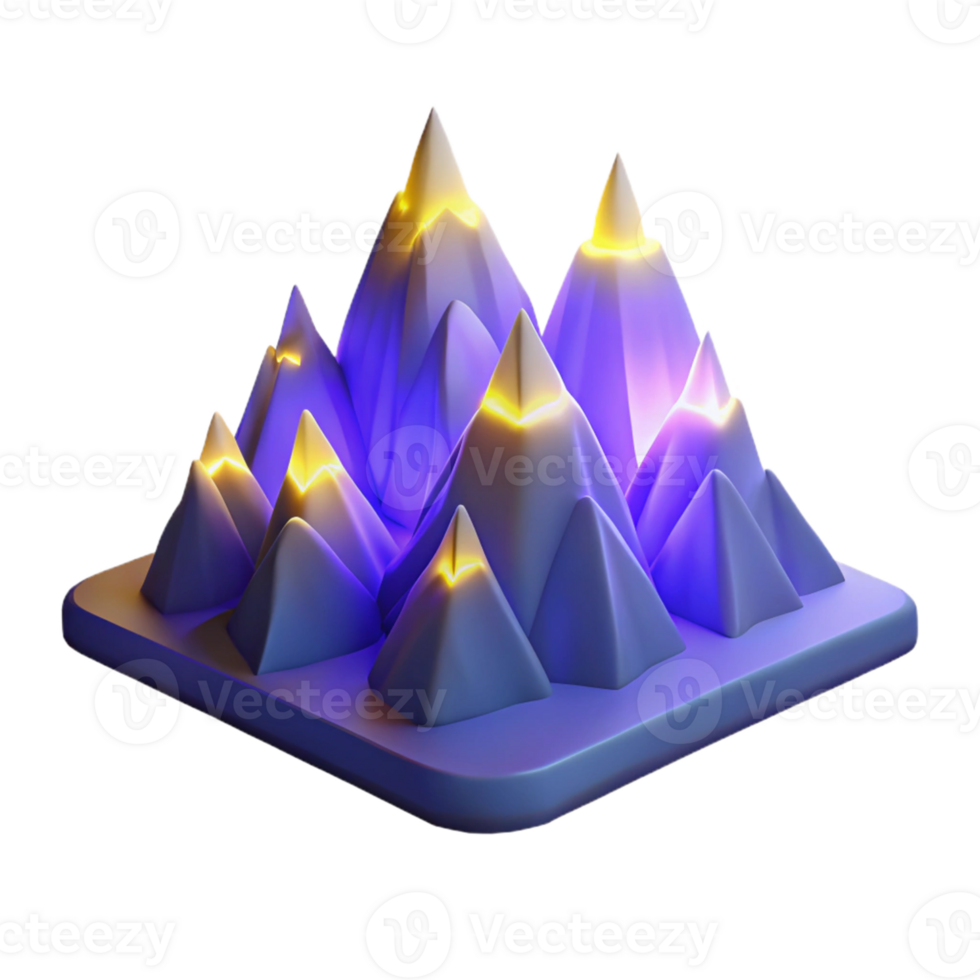 wonderful minimalist Glowing 3D Mountain Range Illustration high resolution png