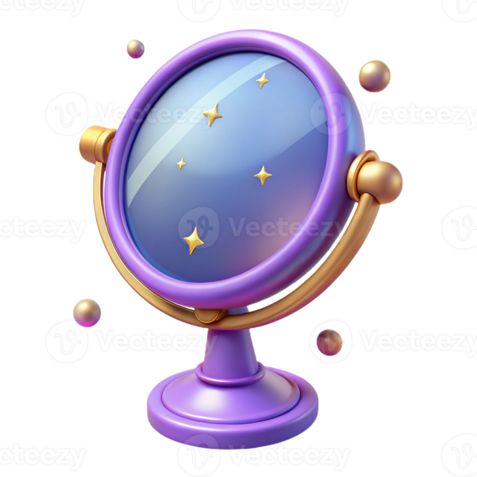 wonderful minimalist Purple 3D Celestial Mirror Illustration high quality png