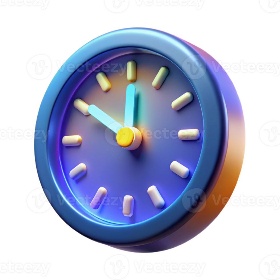 wonderful contemporary 3D Clock Illustration Neon Colors original png