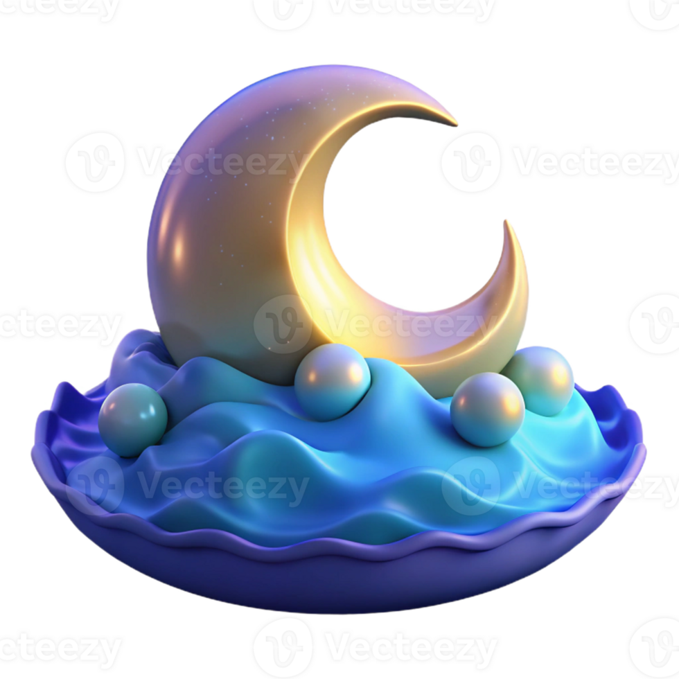 extraordinary traditional Crescent Moon 3D Render authentic png