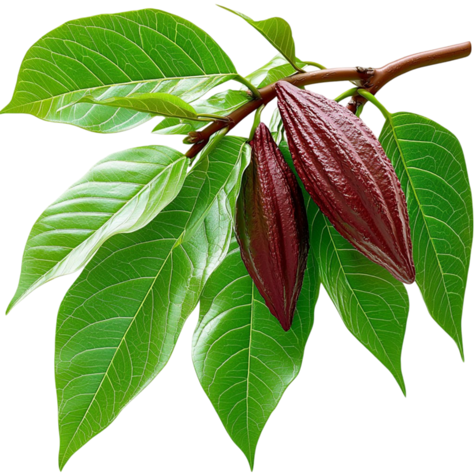 Cocoa tree branch with ripe cocoa pods represents chocolate production nature and agricultural ness png