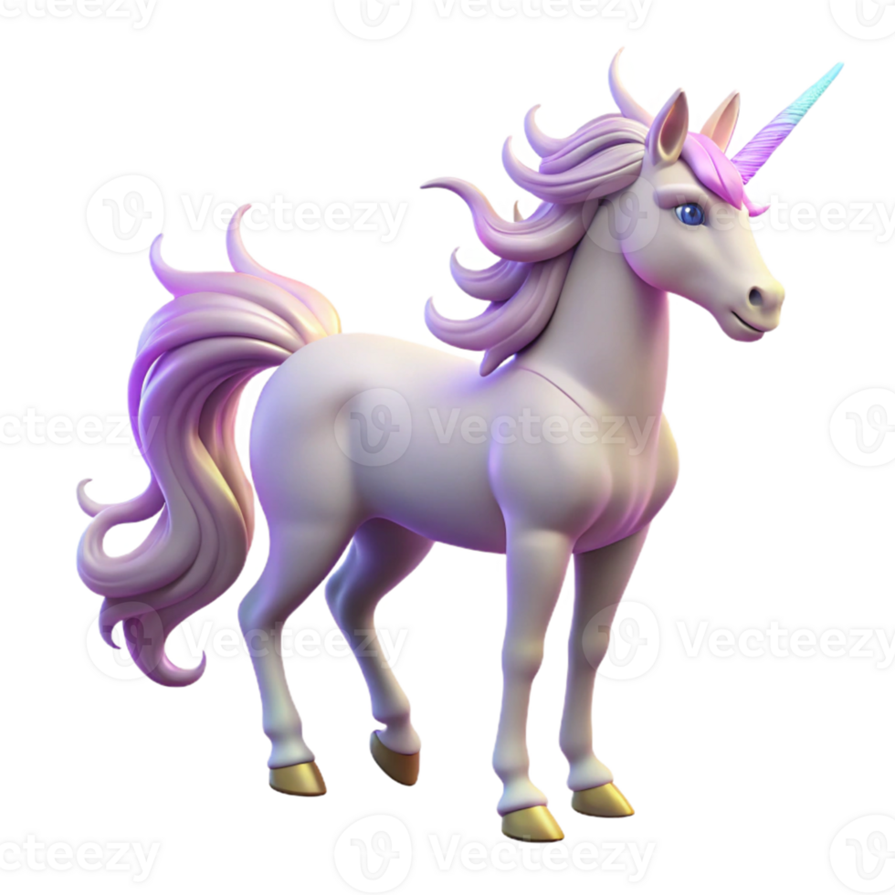 dramatic modern Magical Unicorn 3D Render authentic png