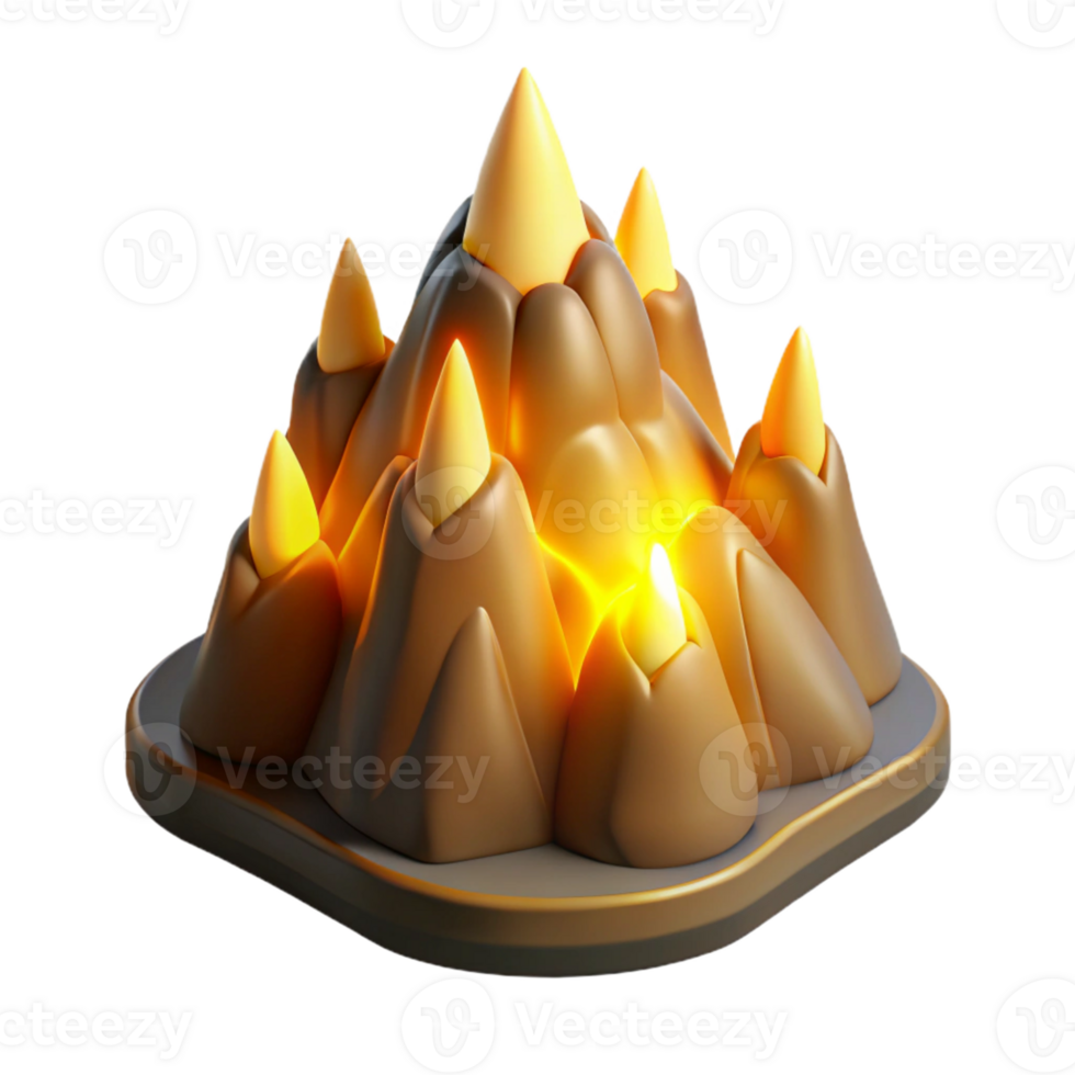 stunning artistic Glowing Mountain 3D Render high resolution png