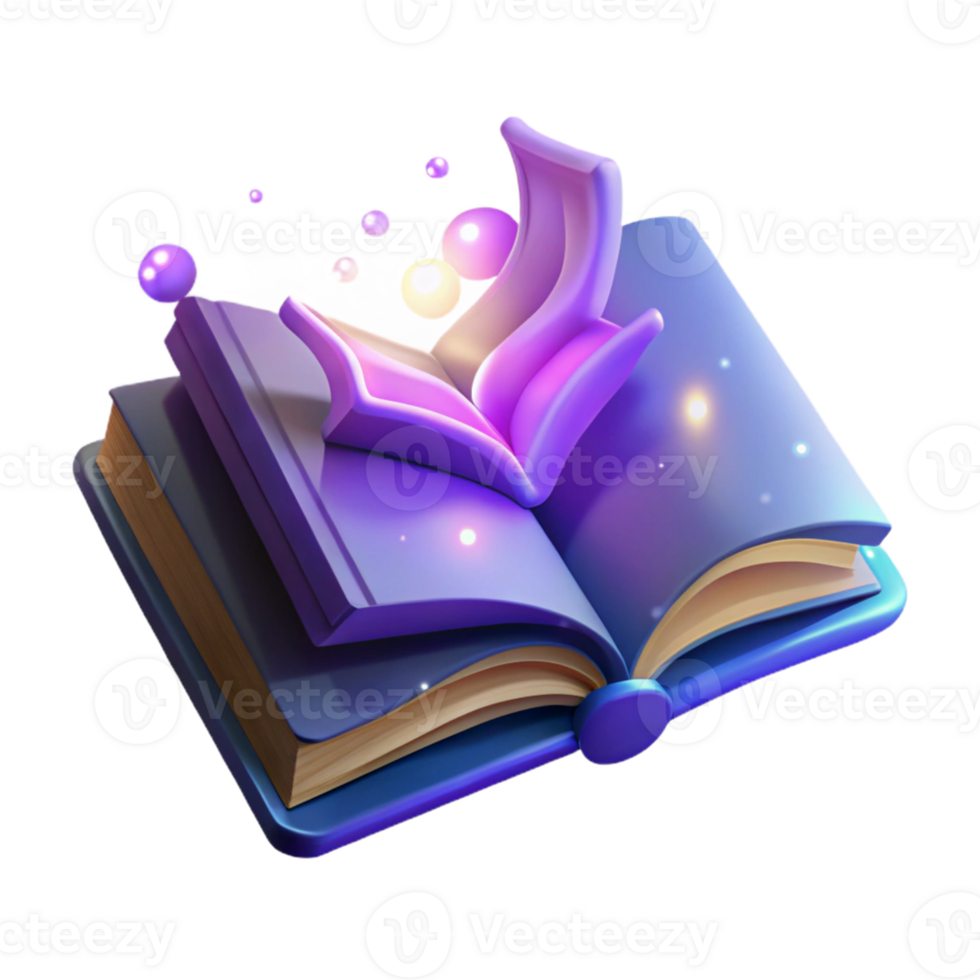 serene rustic Magic Book 3D Illustration original png