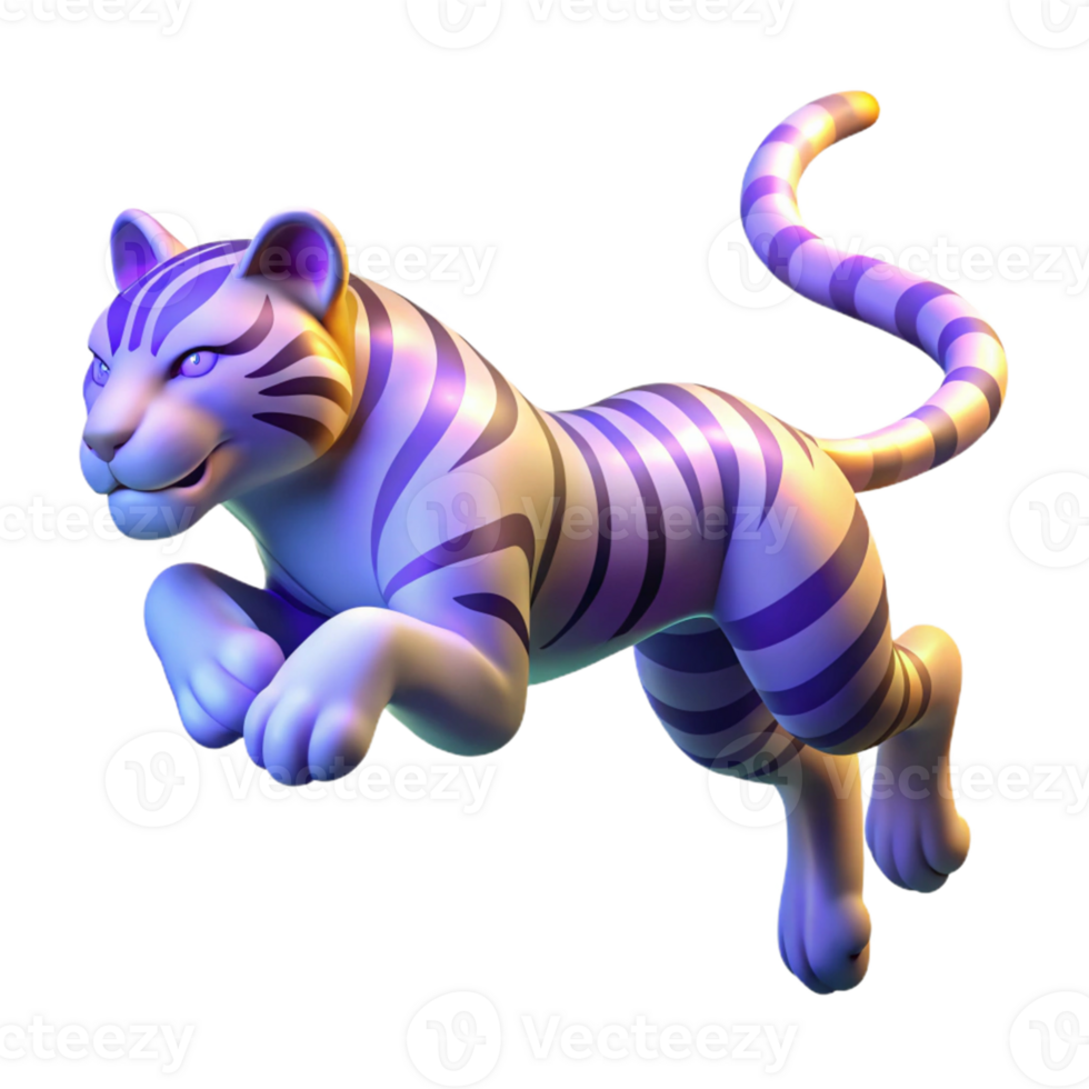 wonderful vintage Leaping Tiger 3D Render premium png