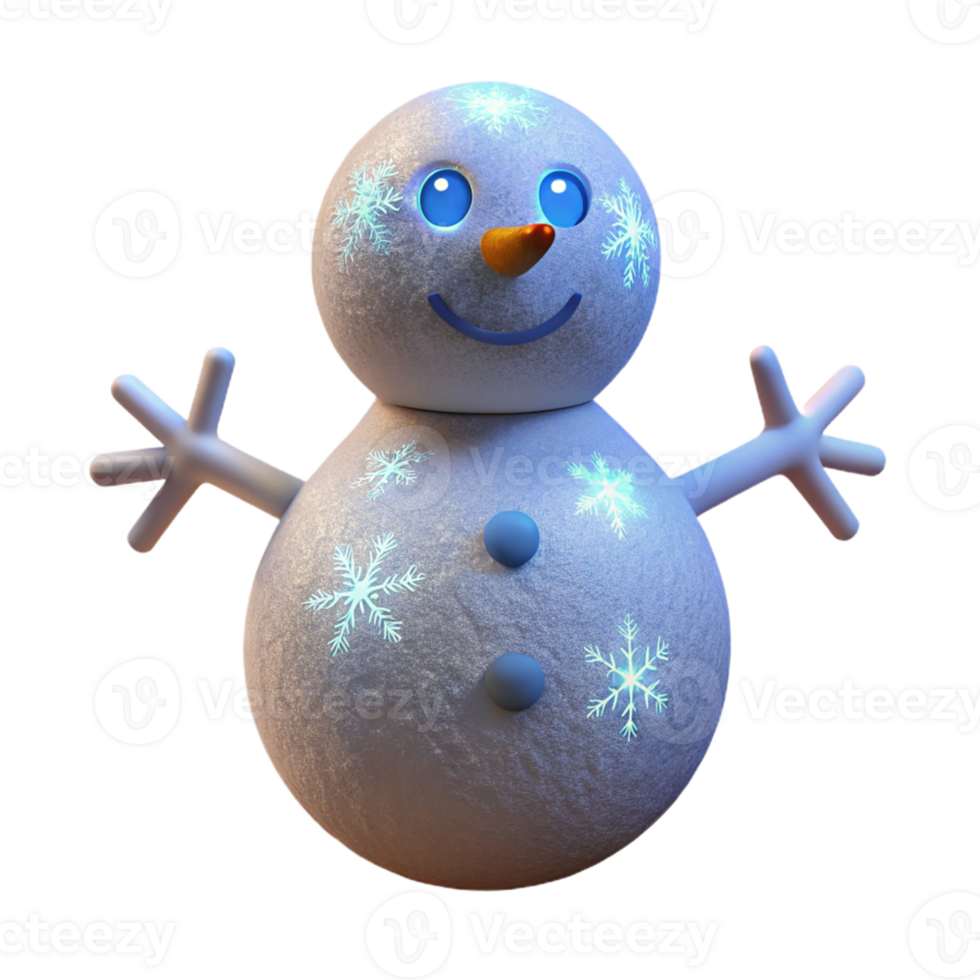 beautiful rustic 3D Snowman Illustration Winter Fun Festive Cheer professional png