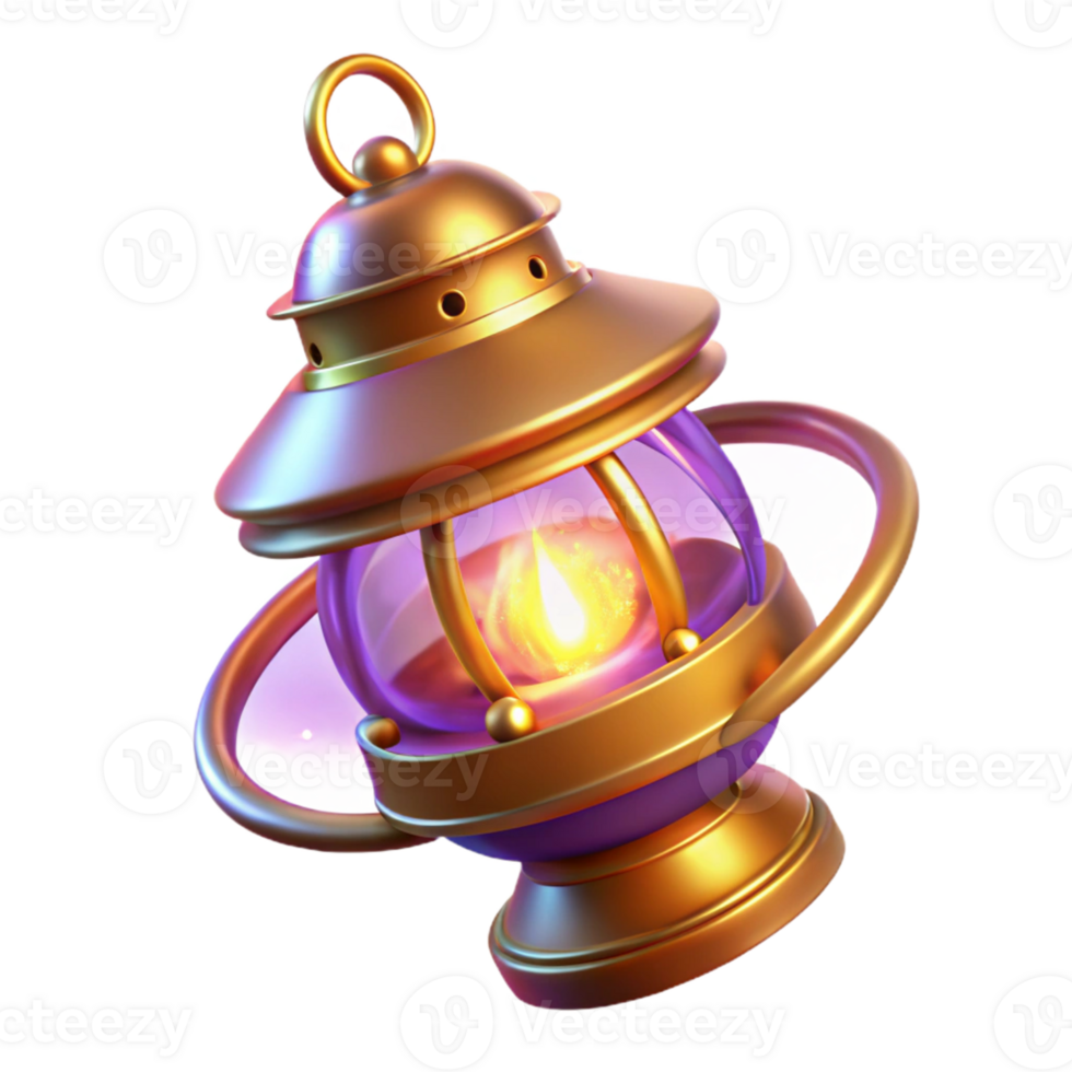 impressive minimalist Golden Purple 3D Lamp Illustration 4K png
