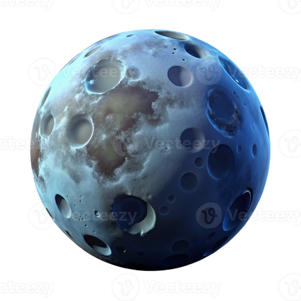 wonderful modern Cratered Blue Planet 3D Render authentic png