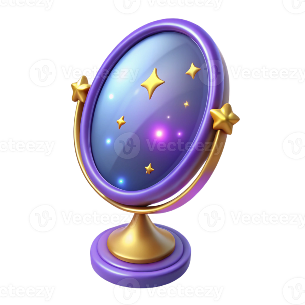 serene traditional 3D Render Starry Night Mirror Illustration 4K png