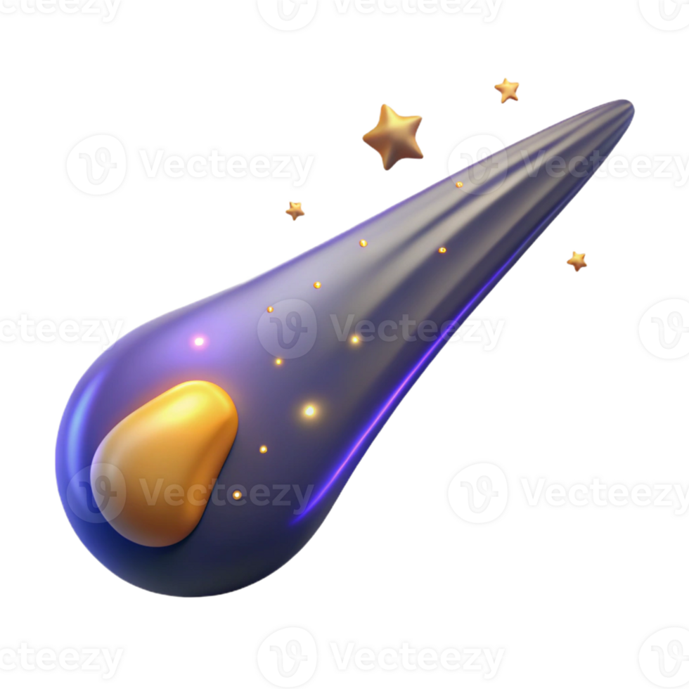 extraordinary modern 3D Golden Starry Comet Illustration premium png