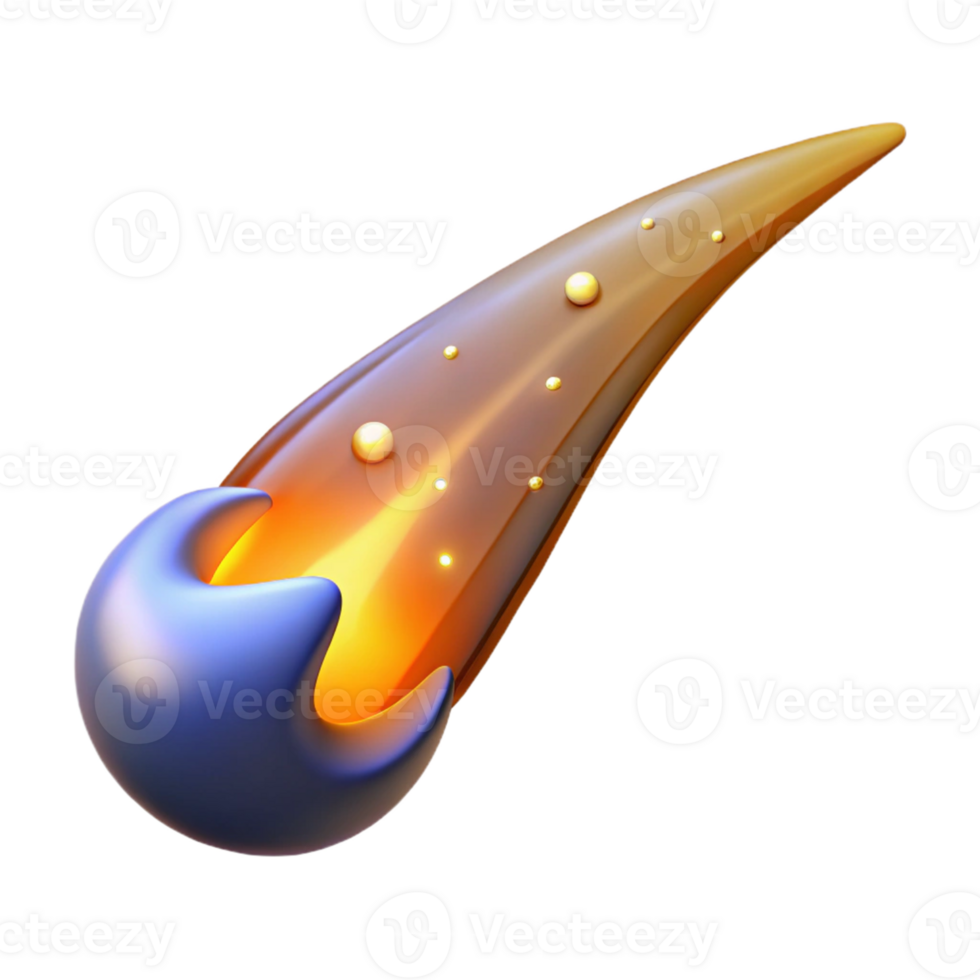 extraordinary abstract 3D Render of a Fiery Comet detailed png