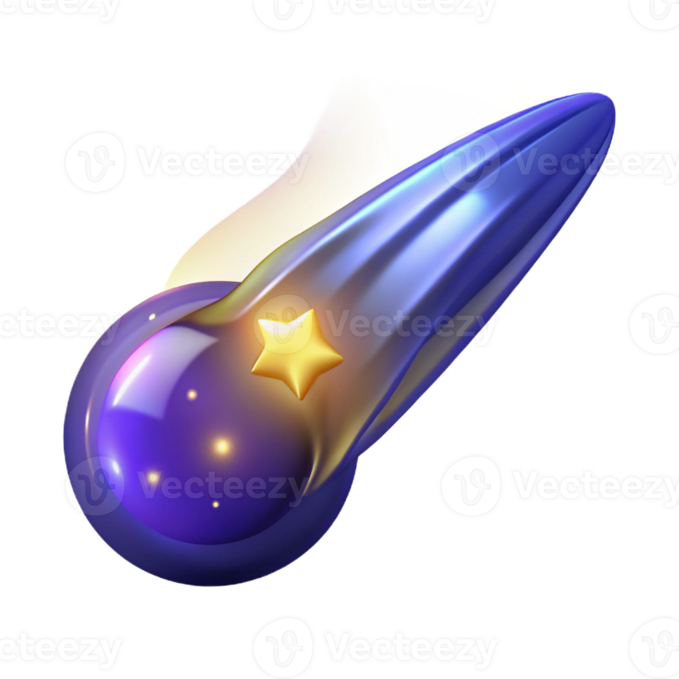 elegant vintage 3D Illustration of a Shooting Star high quality png