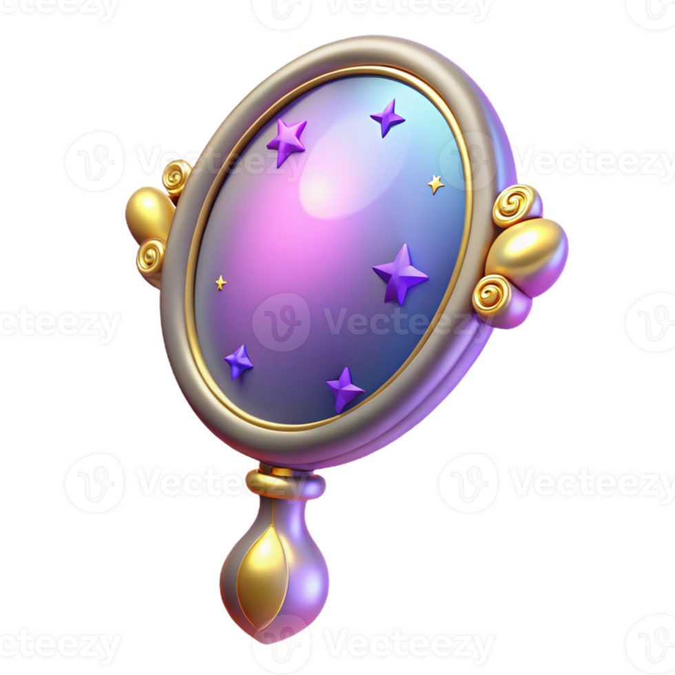 stunning minimalist 3D Render of a Starry Hand Mirror high quality png