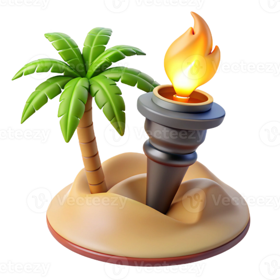 stunning abstract Tropical Island Torch 3D Render professional png