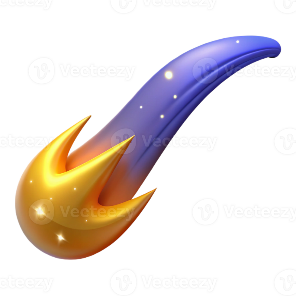 extraordinary traditional Golden Comet 3D Illustration authentic png