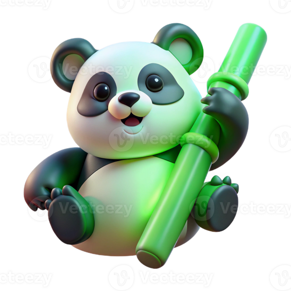 elegant rustic Adorable Panda 3D Render high quality png