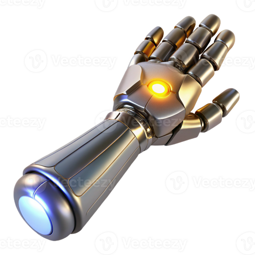 extraordinary abstract Metallic Robotic Hand 3D Render authentic png