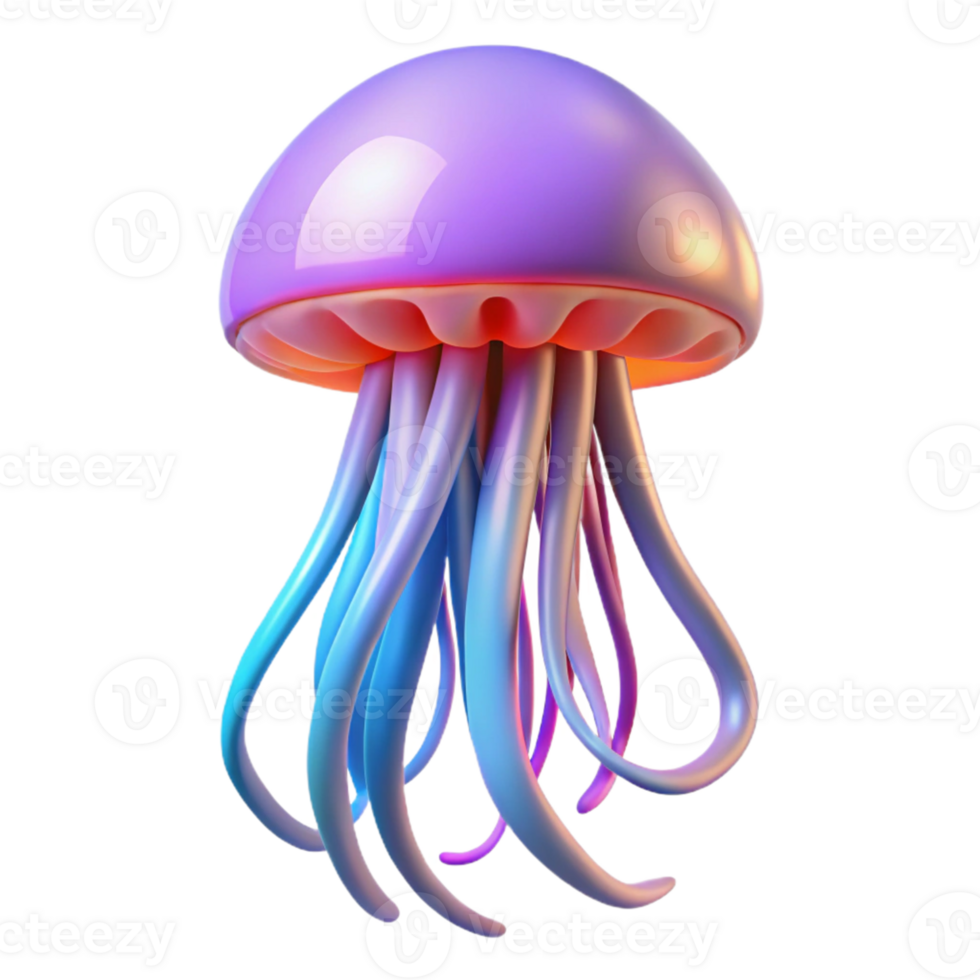 vibrant abstract 3D Render of a Colorful Jellyfish exclusive png