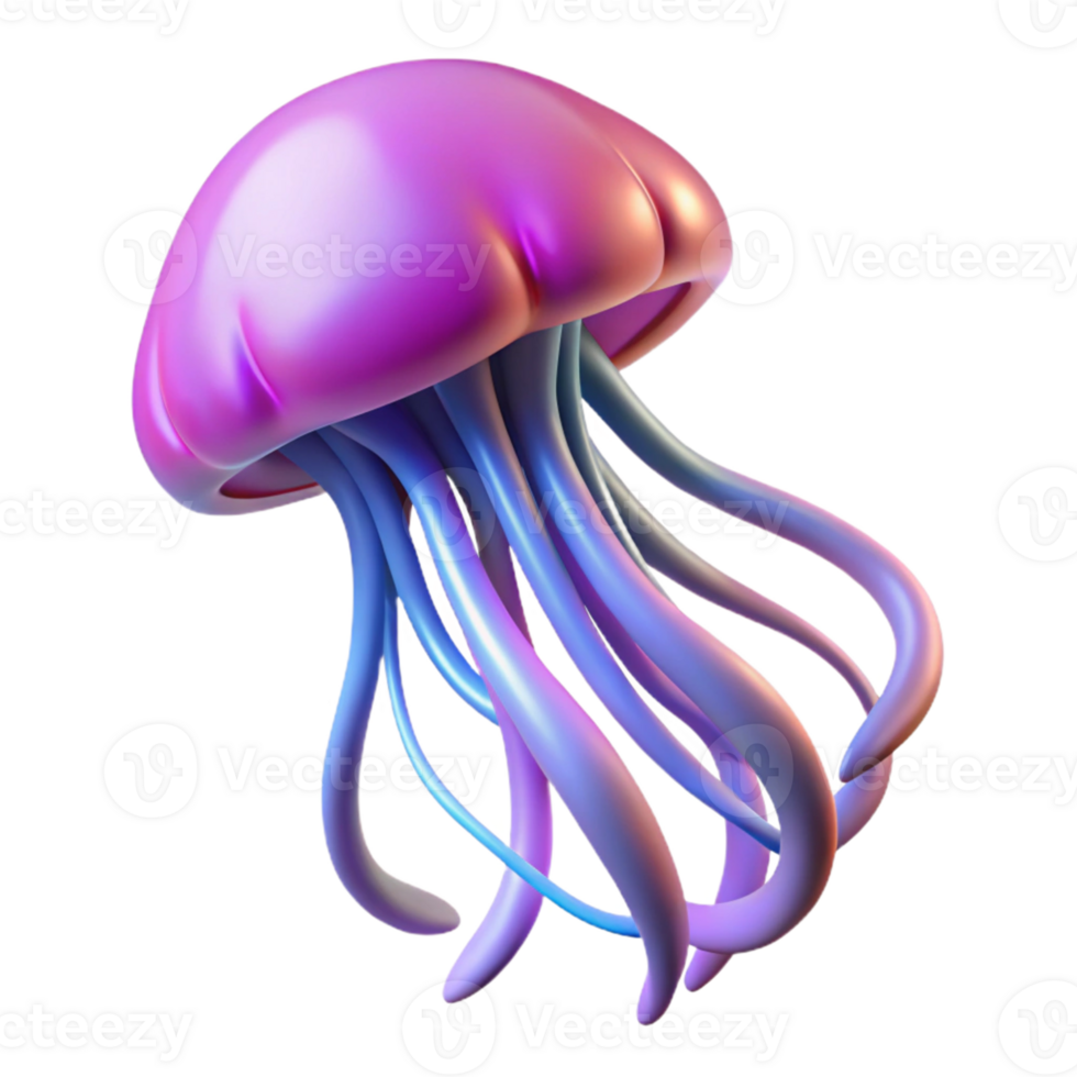 vibrant traditional 3D Render of a Jellyfish 4K png