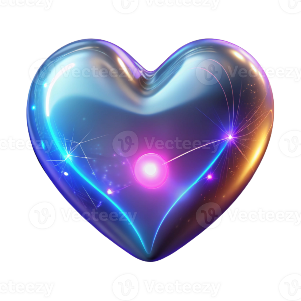 beautiful classic Glowing Neon Heart 3D Render exclusive png