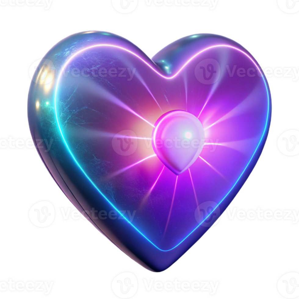 serene minimalist Glowing Neon Heart 3D Render exclusive png