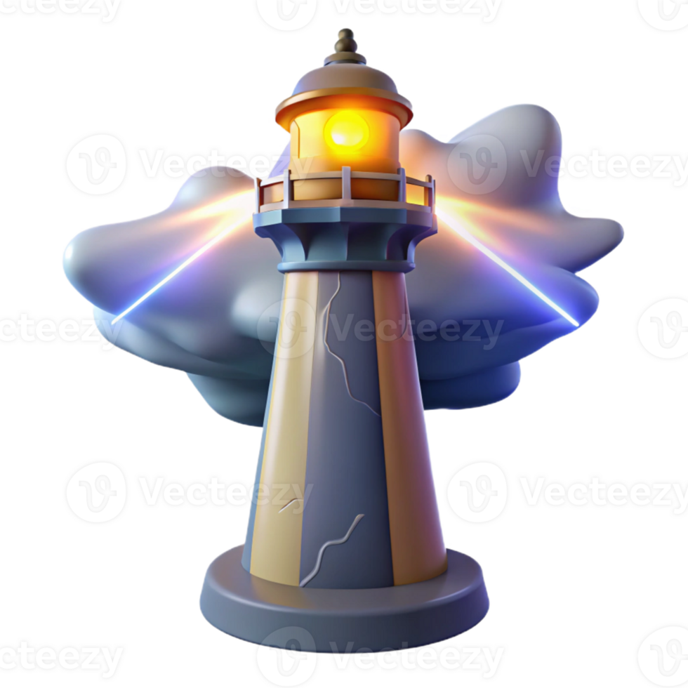 magnificent contemporary Lighthouse 3D Render Illustration authentic png