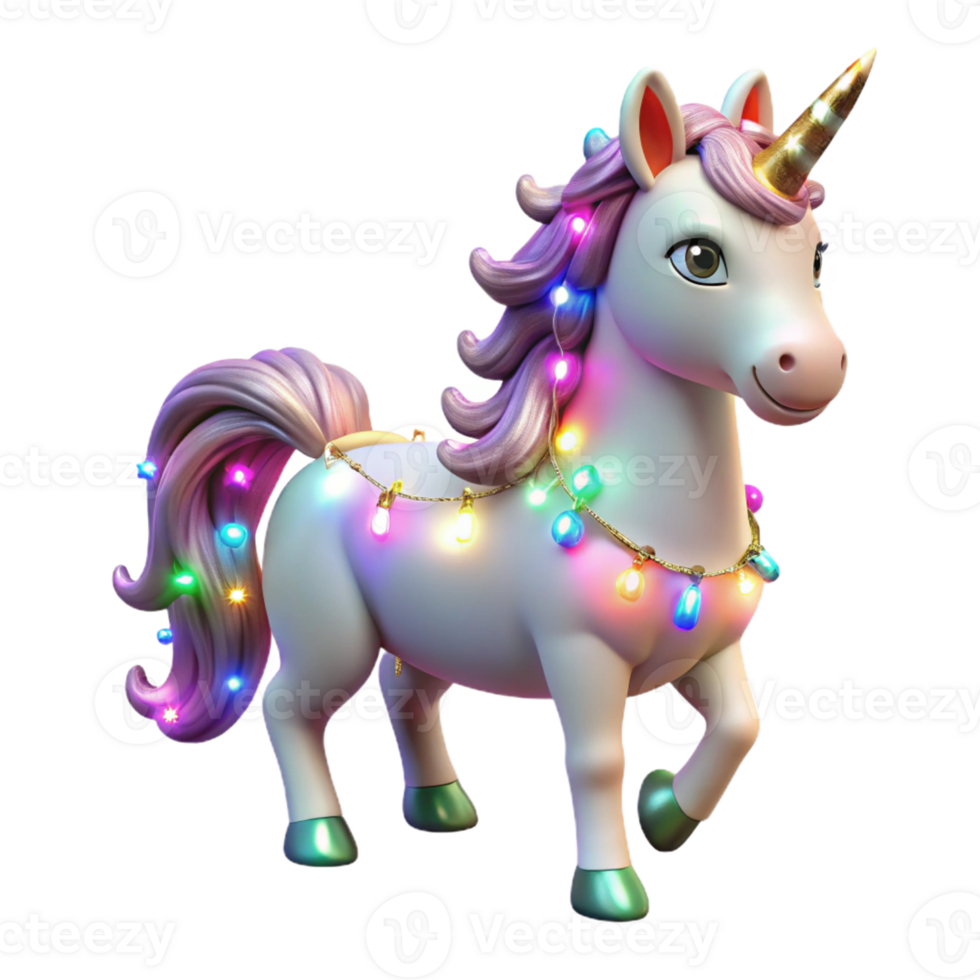 vibrant rustic Cute Unicorn 3D Render genuine png